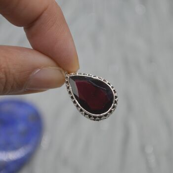 Red Garnet Teardrop Pendant: Sterling Silver, 4 of 9