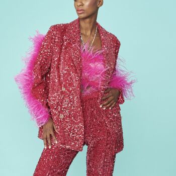 Luxe Pink Sequin Blazer Jacket, 2 of 4