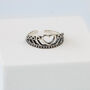 Sterling Silver Heart Crown Adjustable Ring, thumbnail 1 of 4