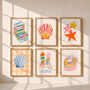 Set Of Six Beach Vibes Themed Print Bundle, thumbnail 1 of 4