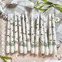Personalised Hand Painted White Magnolia Taper Candles, thumbnail 4 of 5