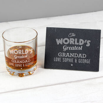 Personalised Whisky Glass And Slate Coaster Set, 3 of 6