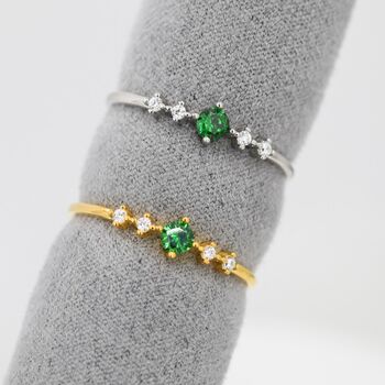 Vintage Inspired Emerald Green Dot Cz Ring, 6 of 12