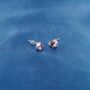 Round Dainty Pink Tourmaline Cz Stone October Silver Stud Earrings, thumbnail 5 of 9
