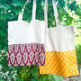 Colourful Half Sari Cotton Tote Bag, Fair Trade Shopping Bag Handmade In India, thumbnail 2 of 7
