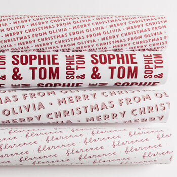 Christmas Personalised Red Typographic Wrapping Paper, 3 of 5