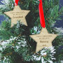 First Christmas As Grandparents Personalised Wooden Star Christmas Decorations, thumbnail 1 of 5