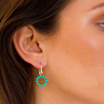 Halo Radiance Turquoise Silver/Gold Statement Earrings, 3 of 12
