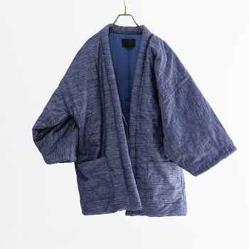 Japanese Padded Cotton Kimono Jacket Size Large Grey, 2 of 6