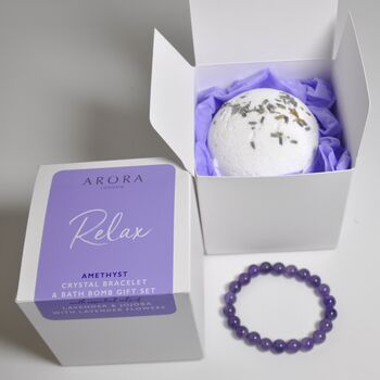 Relax Amethyst Bath Bomb And Gemstone Bracelet Gift, 6 of 7