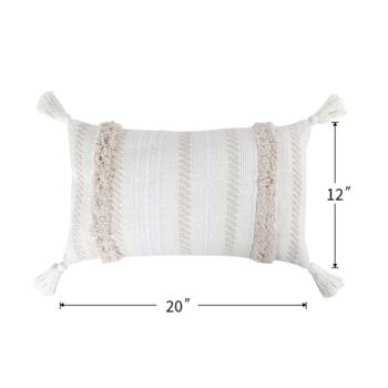 Beige Rectangle Boho Pillow Case With Tassels, 2 of 4