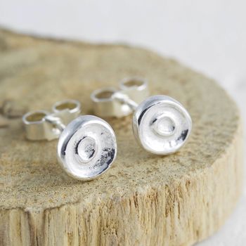 Recycled Silver Dot Earrings Handcrafted In The UK, 3 of 10