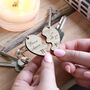 Set Of Two Personalised Wooden Half Heart Keyrings, thumbnail 1 of 3