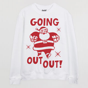 Going Out Out Santa Women's Christmas Jumper, 2 of 3