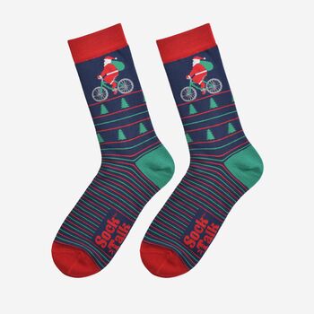 Men's Bamboo Socks Cycling Santa Claus, 2 of 6