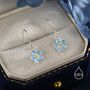 Sterling Silver Dainty Enamel Forget Me Not Flower Drop Hook Earrings, thumbnail 3 of 10