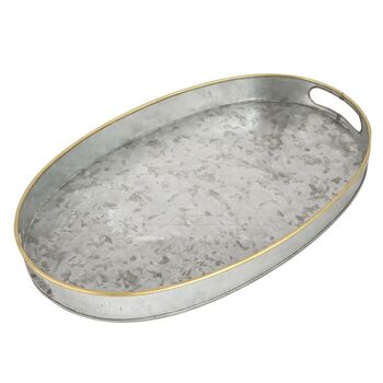 Galvanised Zinc And Gold Barware Serving Tray, 2 of 7