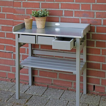 Lacquered Garden Three Drawer Workbench Grey Or Cream, 4 of 5