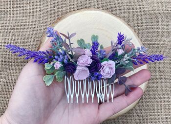 Purple And Lavender Flower Hair Comb, 4 of 6