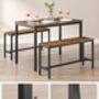 Three Piece Dining Table Set With Benches For Kitchen, thumbnail 6 of 9