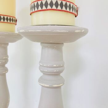 Pair Of Large Vintage Painted Pillar Candlesticks ~ 24, 5 of 8