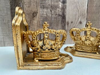 Gold Crown Bookends Regal King And Queen Ornaments Gifts, 7 of 8