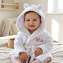 Personalised Soft Baby White Dressing Gown With Ears, thumbnail 2 of 12