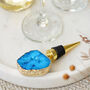 Gold Plate Blue Agate Crystal Wine Bottle Stopper, thumbnail 1 of 2