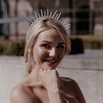 Hand Beaded Statement Alternative Spiked Bridal Crown, 5 of 11