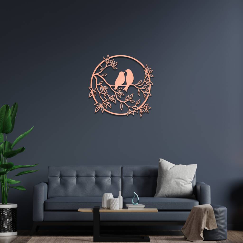 Birds On Branch Round Wooden Home Room Wall Art By Duke Craft ...