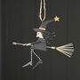 Witch On Broomstick Hanging Halloween Decoration, thumbnail 1 of 2