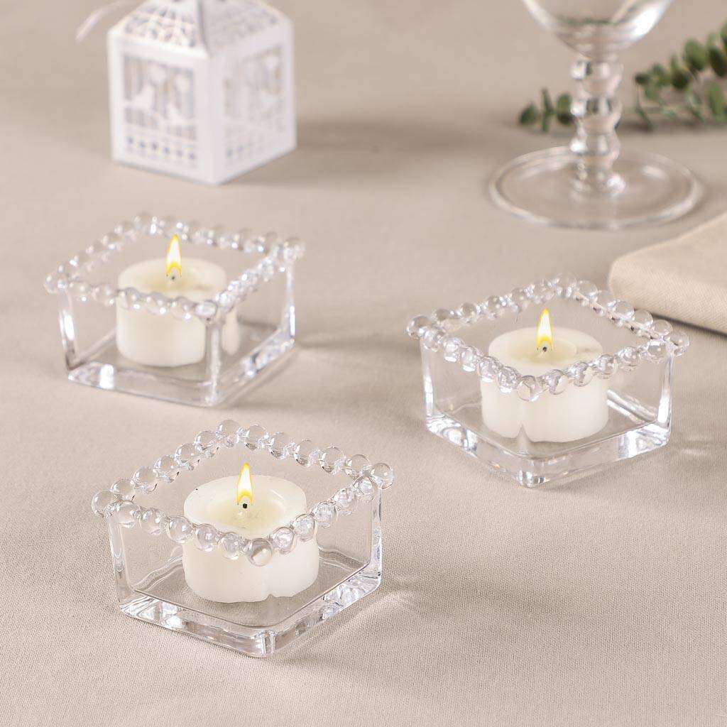 Three Beaded Glass Tea Light Candle Holders By Dibor