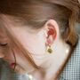 Crystal Eye Charm Huggie Hoop Earrings In Gold Plating, thumbnail 4 of 12
