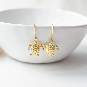 Gold Plated Turtle Earrings, 3 of 4