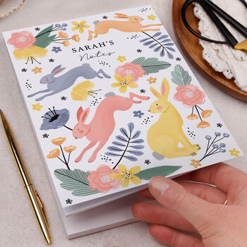 Personalised Notebook With Pastel Rabbits And Flowers, 4 of 4
