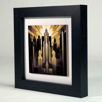 Urban Horizons Art Deco Three Framed Ceramic Art Tile, 3 of 10