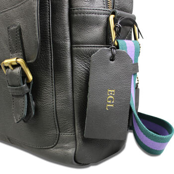 'Rigby' Personalised Leather Messenger Bag In Black, 5 of 9