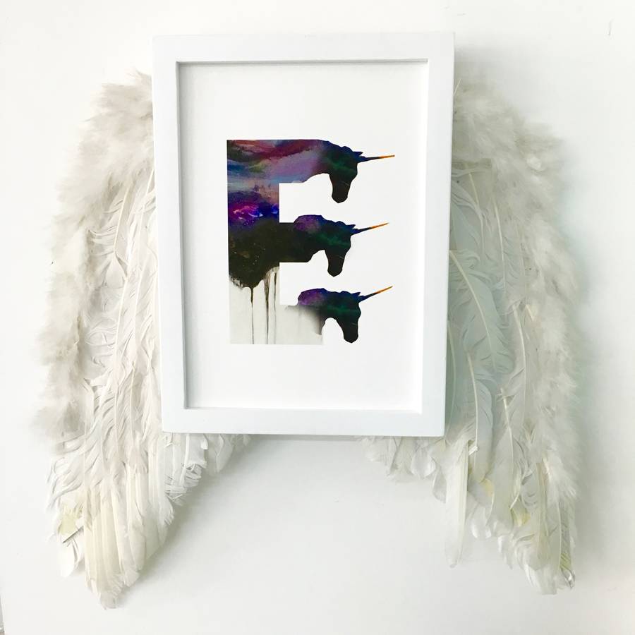 ombré unicorn alphabet letter initial print by meru art | notonthehighstreet.com