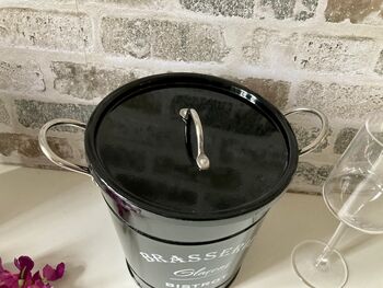Luxury Black Metal Ice Bucket With Lid French Style, 8 of 8