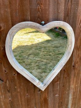 Wooden Heart Hanging Mirror Small Indoor/Outdoor Garden Décor, 5 of 8
