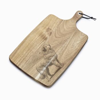 Personalised Pyrenean Mountain Dog Engraved Acacia Serving Board, 5 of 6