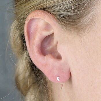 Dainty Sterling Silver Love You To The Moon And Back Pull Through Earrings, 2 of 4