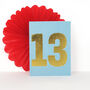 Mini Gold Foiled Number Thirteen Card, thumbnail 3 of 5