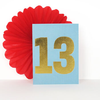 Mini Gold Foiled Number Thirteen Card, 3 of 5