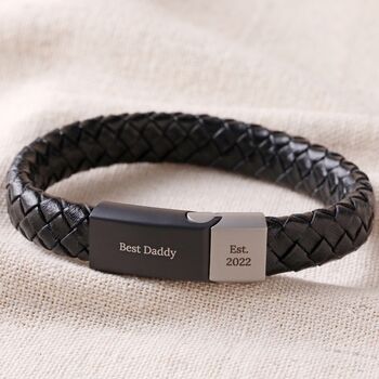 Men's Personalised Woven Leather Bracelet, 8 of 11