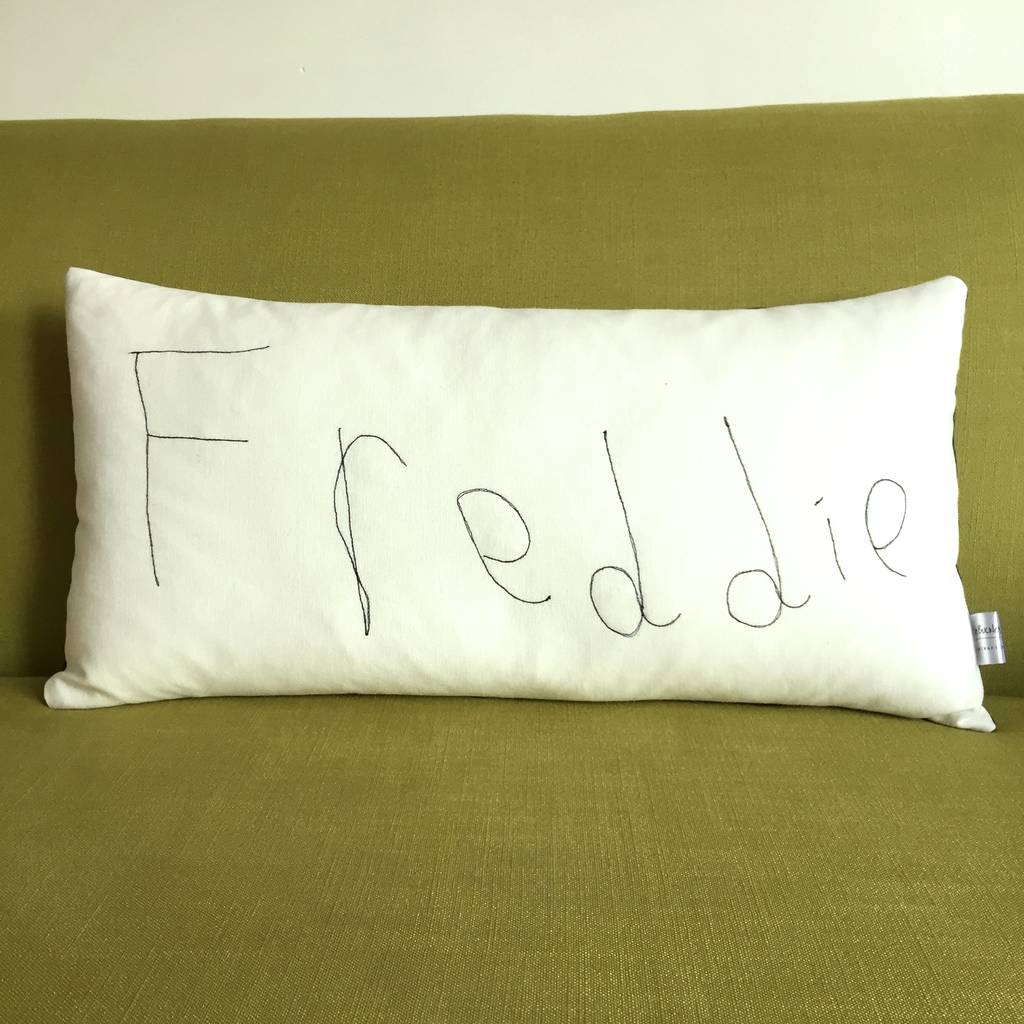 Your Child's First Hand Writing On A Cushion By Kay Buckley Designs