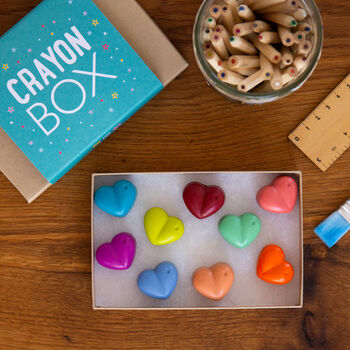 Set Of Nine Gift Box Heart/Valentine Shape Wax Crayons, 2 of 3