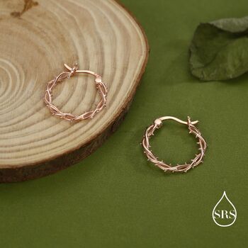 Thorned Vine Sterling Silver Hoop Earrings, 4 of 11