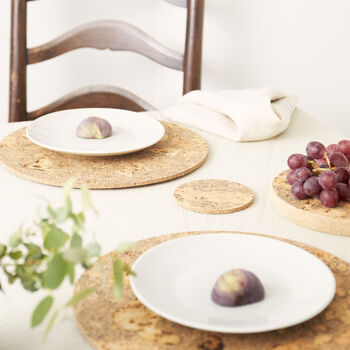 Natural Cork Placemats Set Of Four | Round, 3 of 9