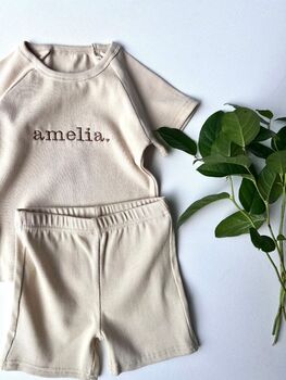 Personalised Summer Ribbed Cotton Kids Loungewear Set, 5 of 10